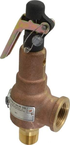 Midwest Control - 3/4" Inlet, 1" Outlet, ASME Safety Relief Valve - 135 Max psi, Bronze, 567 Cubic' per Min - Top Tool & Supply