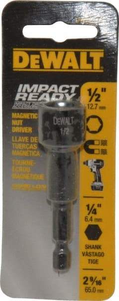 DeWALT - 1/2" Magnetic Nutsetter - 1/4" Hex Drive, 2-9/16" OAL - Top Tool & Supply