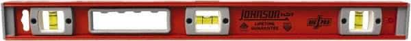 Johnson Level & Tool - Magnetic 24" Long 3 Vial I-Beam Level - Aluminum, Black, 2 Plumb & 1 Level Vials - Top Tool & Supply