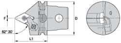 Kennametal - Neutral Cut, Size KM63, DN.. Insert Compatiblity, External Modular Turning & Profiling Cutting Unit Head - 60mm Head Length, Through Coolant, Series Kenloc - Top Tool & Supply