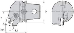 Kennametal - Left Hand Cut, Size KM63, SN.. Insert Compatiblity, External Modular Turning & Profiling Cutting Unit Head - 38mm Ctr to Cutting Edge, 60mm Head Length, Through Coolant, Series Kenloc - Top Tool & Supply