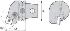 Kennametal - Left Hand Cut, Size KM63, SN.. Insert Compatiblity, External Modular Turning & Profiling Cutting Unit Head - 38mm Ctr to Cutting Edge, 60mm Head Length, Through Coolant, Series Kenloc - Top Tool & Supply