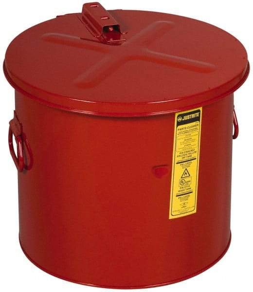 Justrite - 8 Gallon Capacity, Coated Steel, Red Dip Tank - 14-1/4 Inch High x 15-5/8 Inch Diameter, Includes Fusible Link - Top Tool & Supply