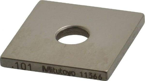 Mitutoyo - 0.101" Square Steel Gage Block - Accuracy Grade 0, Includes Certificate of Inspection - Top Tool & Supply