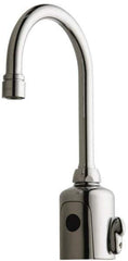 Chicago Faucets - Polished Chrome Plated Electronic User Adjustable Temperature Control Mixer Sensor Faucet - Powered by 6 Volt Lithium CRP2 Battery (Included), Gooseneck Spout, 4 to 8" Mounting Centers - Top Tool & Supply