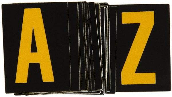 Made in USA - Letter Label - Legend: A-Z, English, Yellow & Black - Top Tool & Supply