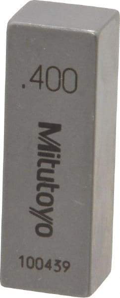 Mitutoyo - 0.4" Rectangular Steel Gage Block - Accuracy Grade AS-1, Includes Certificate of Inspection - Top Tool & Supply