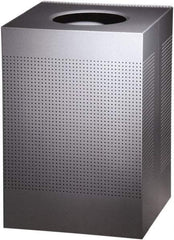 Rubbermaid - 40 Gal Silver Square Decorative Waste Receptacle With Top - Steel, 30" High x 476.25mm Long x 476.25mm Wide - Top Tool & Supply