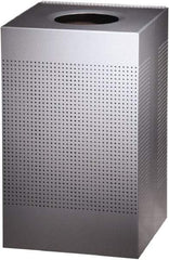 Rubbermaid - 20 Gal Silver Square Decorative Waste Receptacle With Top - Steel, 30" High x 476.25mm Long x 476.25mm Wide - Top Tool & Supply