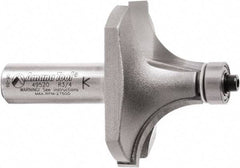 Amana Tool - 2" Cut Diam, 1" Length of Cut, 2 Flute Round-Over Edge Profile Router Bit - Carbide-Tipped, 1/2" Shank Diam, 2-7/8" OAL, Uncoated - Top Tool & Supply