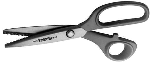 Heritage Cutlery - 2-7/8" LOC, 8-1/4" OAL Stainless Steel Standard Shears - Right Hand, Metal Bent Handle, For Pinking - Top Tool & Supply