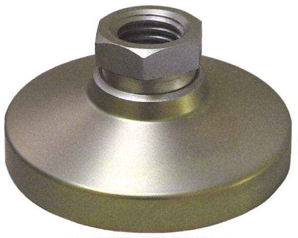 Gibraltar - 2400 Lb Capacity, 1-8 Thread, 1-7/8" OAL, Steel Stud, Tapped Pivotal Socket Mount Leveling Mount - 4" Base Diam, Steel Pad, 1-3/8" Hex - Top Tool & Supply