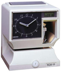 Amano - 110 VAC, Dial,Digital Plastic Manual and Automatic Time Clock and Recorder - 6-3/4 Inch Wide x 6-1/4 Inch Deep x 8-1/4 Inch High, White, UL and CUL Listed - Top Tool & Supply