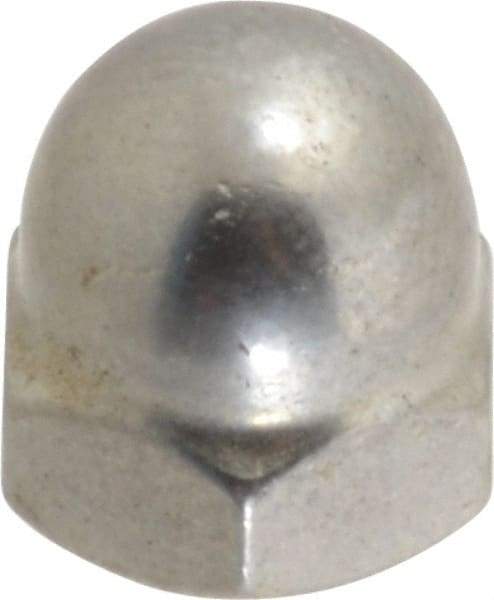 Value Collection - #10-32 UNF, 3/8" Width Across Flats, Uncoated, Stainless Steel Acorn Nut - 25/64" Overall Height, Grade 18-8 - Top Tool & Supply