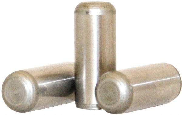 Value Collection - 4mm Diam x 20mm Pin Length 316 Stainless Steel Standard Dowel Pin - Bright Finish, 1 Rounded End - Top Tool & Supply