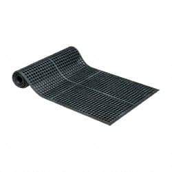 PRO-SAFE - 10' Long x 3' Wide, Dry/Wet Environment, Anti-Fatigue Matting - Black, Natural Rubber with Rubber Base - Top Tool & Supply