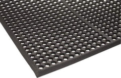 PRO-SAFE - 5' Long x 3' Wide, Dry/Wet Environment, Anti-Fatigue Matting - Black, Natural Rubber with Rubber Base - Top Tool & Supply