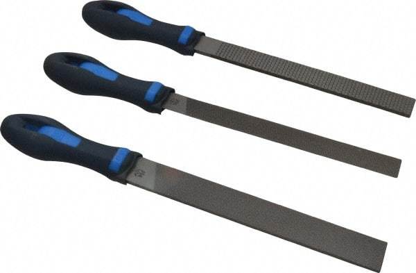 PFERD - 3 Piece American Pattern File Set - 8" Long, Coarse Coarseness, Ergonomic Handle, Set Includes Half Round, All Purpose, Rasp - Top Tool & Supply