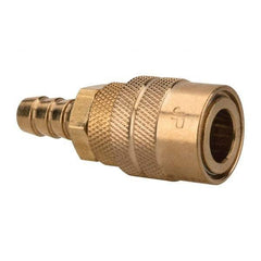 Value Collection - Hose Barb Industrial Pneumatic Hose Coupler (Six Ball) - Brass, 1/4" Body Diam, 3/8" Hose ID - Top Tool & Supply