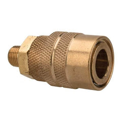 Value Collection - 1/8 Male NPT Industrial Pneumatic Hose Coupler - Brass, 1/4" Body Diam, 1/8" Hose ID - Top Tool & Supply