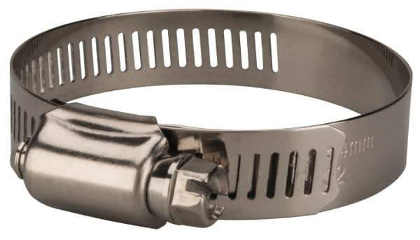 Value Collection - SAE Size 32, 1-1/2 to 2-1/2" Diam, Stainless Steel Worm Drive Clamp - 1/2" Wide, Material Grade 201 - Top Tool & Supply