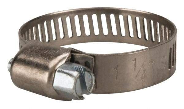 Value Collection - SAE Size 12, 1/2 to 1-1/4" Diam, Stainless Steel/Carbon Steel Worm Drive Clamp - 5/16" Wide, Material Grade 301 - Top Tool & Supply