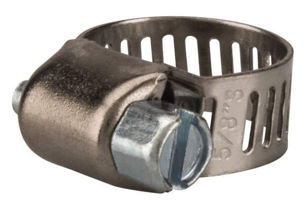 Value Collection - SAE Size 4, 1/4 to 5/8" Diam, Stainless Steel/Carbon Steel Worm Drive Clamp - 5/16" Wide, Material Grade 301 - Top Tool & Supply