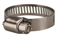 Value Collection - SAE Size 12, 1/2 to 1-1/4" Diam, Stainless Steel Worm Drive Clamp - 5/16" Wide, Material Grade 201 - Top Tool & Supply