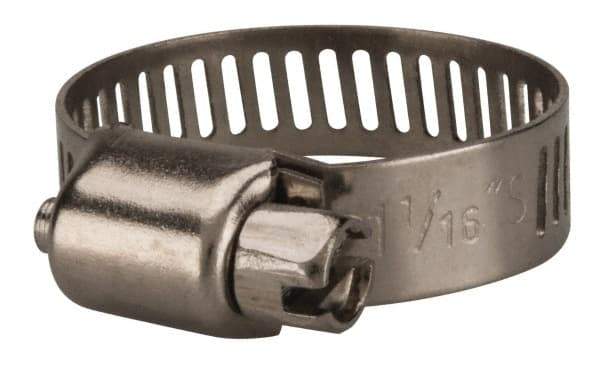 Value Collection - SAE Size 10, 3/8 to 1-1/16" Diam, Stainless Steel Worm Drive Clamp - 5/16" Wide, Material Grade 201 - Top Tool & Supply