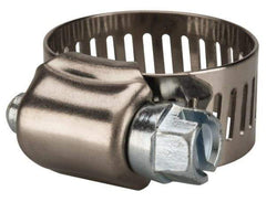 Value Collection - SAE Size 8, 7/16 to 1" Diam, Stainless Steel/Carbon Steel Worm Drive Clamp - 1/2" Wide, Material Grade 201 - Top Tool & Supply