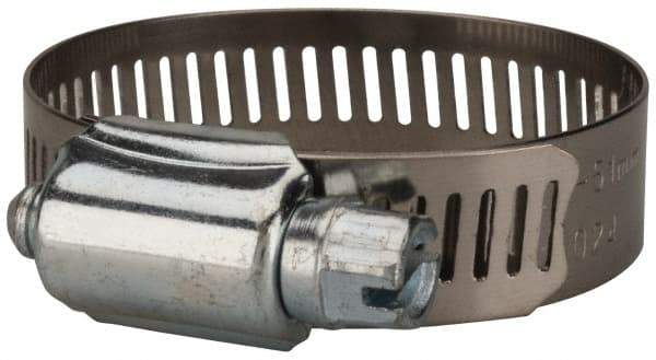 Value Collection - SAE Size 24, 1 to 2" Diam, Stainless Steel/Carbon Steel Worm Drive Clamp - 1/2" Wide, Material Grade 201 - Top Tool & Supply