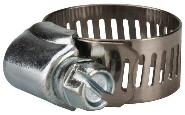 Value Collection - SAE Size 10, 1/2 to 1-1/16" Diam, Stainless Steel/Carbon Steel Worm Drive Clamp - 1/2" Wide, Material Grade 201 - Top Tool & Supply