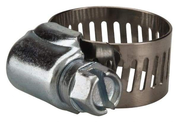 Value Collection - SAE Size 6, 3/8 to 7/8" Diam, Stainless Steel/Carbon Steel Worm Drive Clamp - 1/2" Wide, Material Grade 201 - Top Tool & Supply