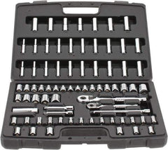 Stanley - 75 Piece 1/4 & 3/8" Drive Standard Deep Socket Set - 3/16 to 13/16", 4 to 19mm, Inch/Metric Measurement Standard - Top Tool & Supply