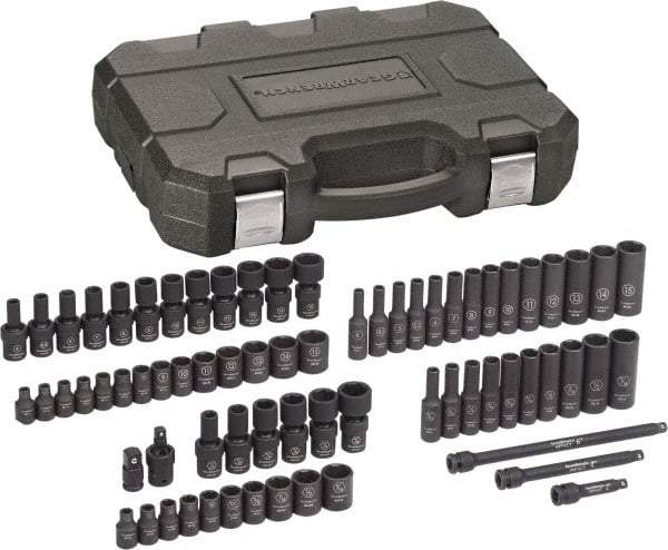 GearWrench - 71 Piece 1/4" Drive Universal Standard Impact Socket Set - 6 Points, 3/16 to 9/16", 4 to 15mm, Inch/Metric Measurement Standard - Top Tool & Supply