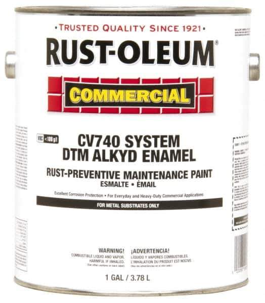 Rust-Oleum - 1 Gal White Gloss Finish Alkyd Enamel Paint - 278 to 509 Sq Ft per Gal, Interior/Exterior, Direct to Metal, <100 gL VOC Compliance - Top Tool & Supply