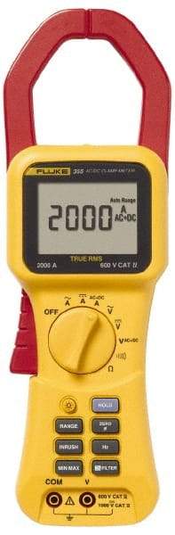 Fluke - 355, CAT IV, CAT III, Digital True RMS Clamp Meter with 2.2835" Clamp On Jaws - 600 VAC, 1000 VDC, 1400 AC Amps, 2000 DC Amps, Measures Voltage, Current, Frequency, Resistance - Top Tool & Supply