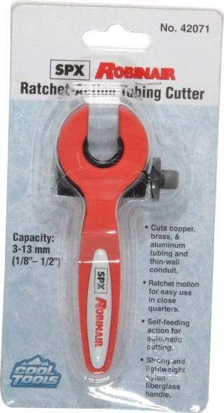 OTC - 1/8" to 1/2" Pipe Capacity, Ratcheting Tube Cutter - Cuts Copper, Aluminum, Stainless Steel, Plastic - Top Tool & Supply