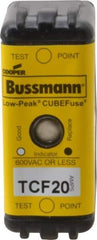 Cooper Bussmann - 300 VDC, 600 VAC, 20 Amp, Time Delay General Purpose Fuse - Plug-in Mount, 1-7/8" OAL, 100 at DC, 200 (CSA RMS), 300 (UL RMS) kA Rating - Top Tool & Supply