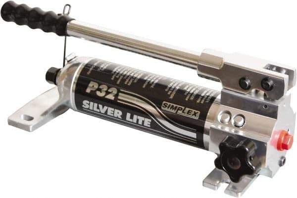 TK Simplex - 2 Stage, 3.19" Piston Diam, 3/8 NPTF, 0.43 & 0.06 Cu In Per Stroke, Manual Hydraulic Pump - 30 Cu In Reservoir, 200 psi First Stage, 10,000 psi Second Stage - Top Tool & Supply