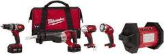 Milwaukee Tool - 18 Volt Cordless Tool Combination Kit - Includes 1/2" Hammer Drill, 1/4" Hex Impact Driver & Sawzall Reciprocating Saw, Lithium-Ion Battery Included - Top Tool & Supply