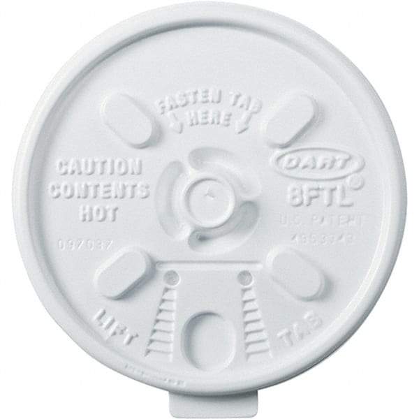 DART - Plastic Hot Cup Lids, 6-10 oz Cups - White - Top Tool & Supply