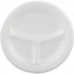 DART - Foam Dinnerware, Plate, 3-Comp, 9" - White - Top Tool & Supply