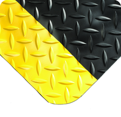 UltraSoft Diamond-Plate 4' x 75' Black/Yellow Work Mat - Top Tool & Supply