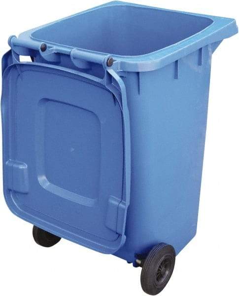 Vestil - 64 Gal Blue Rectangle Trash Can - Polyethylene, None Graphic, 39-15/16" High x 28-1/2" Long x 23-1/2" Wide, Lid Included - Top Tool & Supply