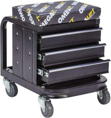 Omega Lift Equipment - 450 Lb Capacity, 4 Wheel Creeper Seat with Drawers - Steel, 18-1/4" Long x 18-7/8" High x 14" Wide - Top Tool & Supply