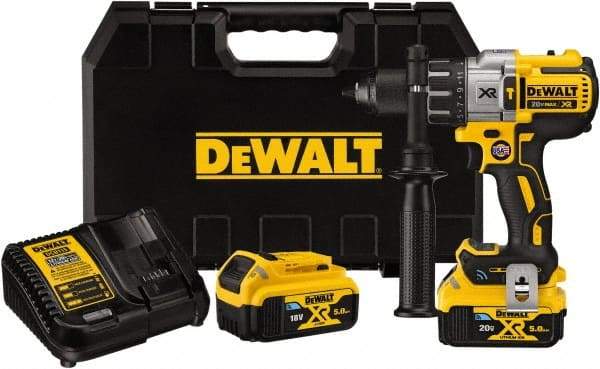 DeWALT - 20 Volt 1/2" Keyless Chuck Cordless Hammer Drill - 0 to 3,850 BPM, 0 to 2,000 RPM, Reversible - Top Tool & Supply