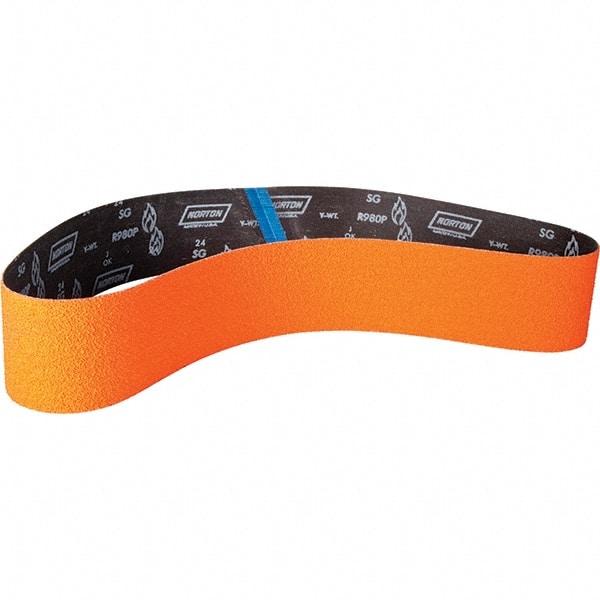 Norton - 4" Wide x 60" OAL, 120 Grit, Ceramic Abrasive Belt - Ceramic, Coated, Y Weighted Cloth Backing - Top Tool & Supply