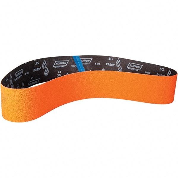 Norton - 4" Wide x 60" OAL, 60 Grit, Ceramic Abrasive Belt - Ceramic, Coated, Y Weighted Cloth Backing - Top Tool & Supply