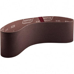 Norton - 4" Wide x 36" OAL, 120 Grit, Aluminum Oxide Abrasive Belt - Aluminum Oxide, Coated, X Weighted Cloth Backing - Top Tool & Supply